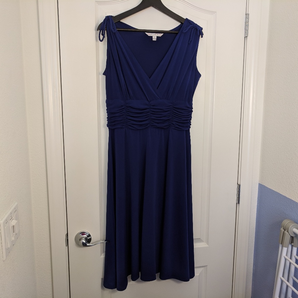 Long blue-purple formal dress, adjustable shoulder